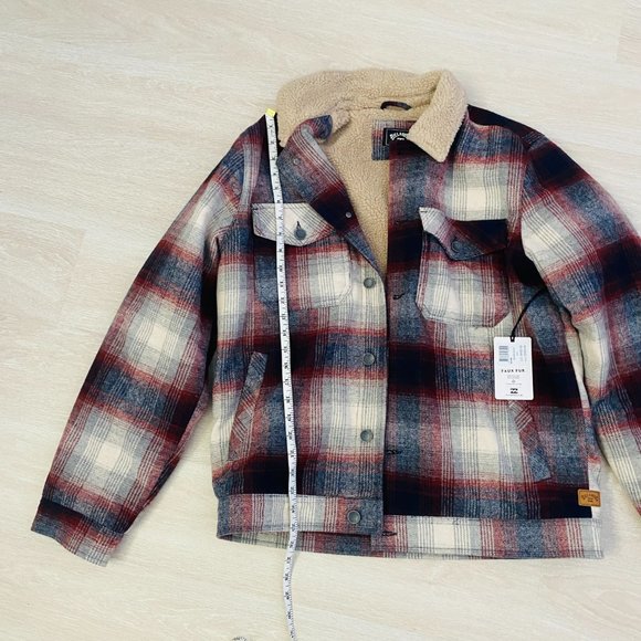 Billabong BNWT Men's Plaid Sherpa Jacket Large - Picture 4 of 10